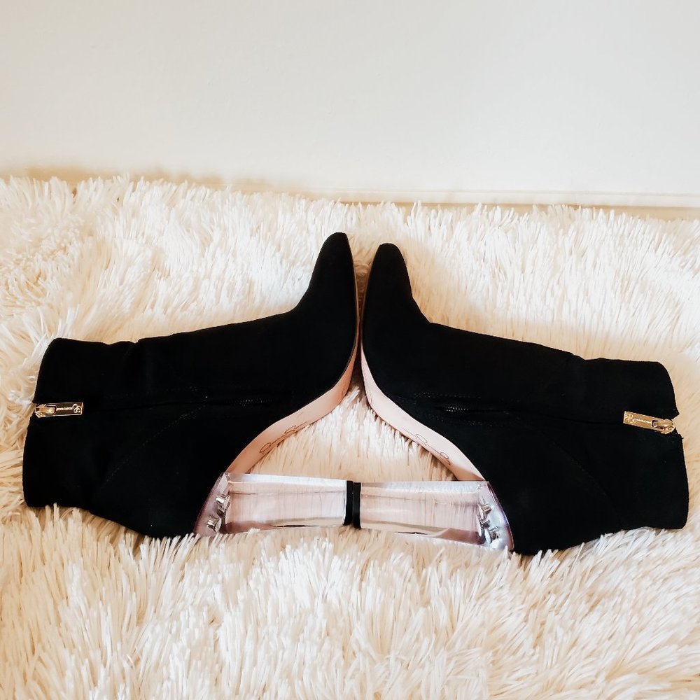 Jessica Simpson black boots with acrylic heel